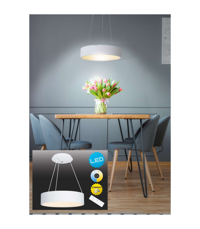 Carla Dimmable LED 60cm Cylindrical Pendant Ceiling Light White 2700-6000K Remote Control-2