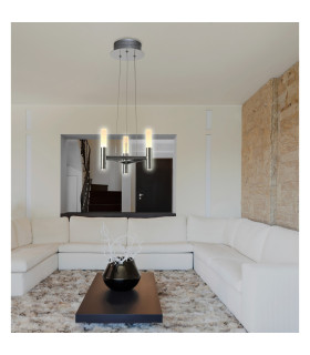 Castle Dimmable LED Multi Arm Pendant Ceiling Light Chrome 3000K-2