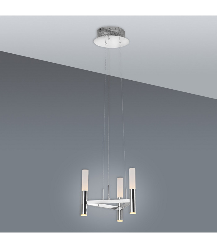 Castle Dimmable LED Multi Arm Pendant Ceiling Light Chrome 3000K-3