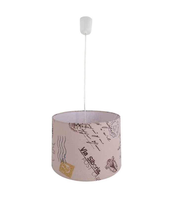 Print Cylindrical Pendant Ceiling Light Brown-1