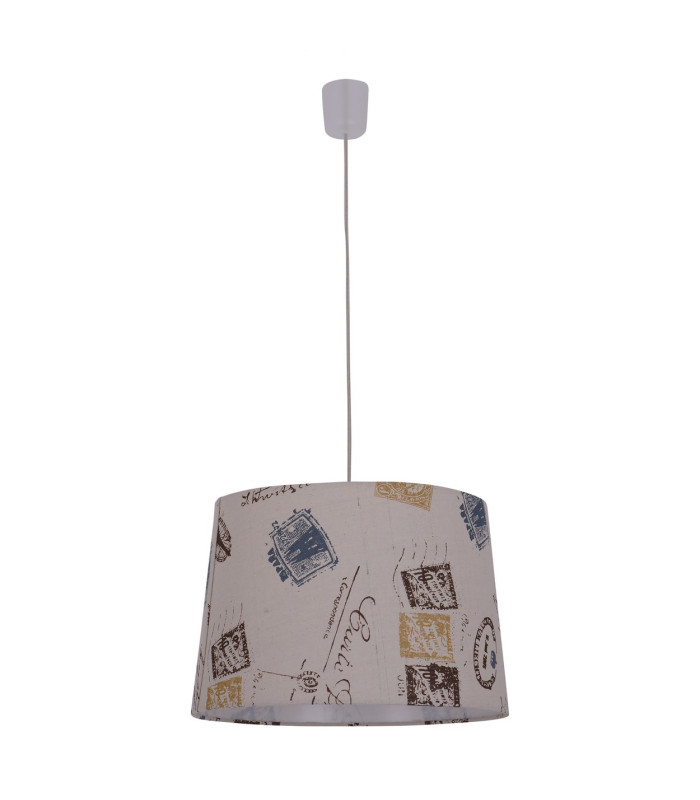 Print Cylindrical Pendant Ceiling Light Brown-3