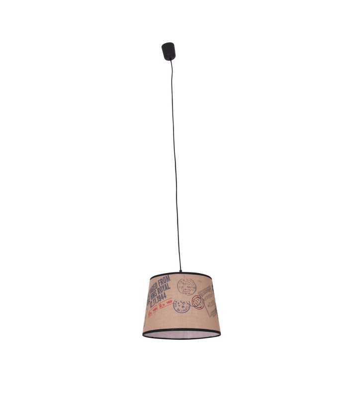 Print Cylindrical Pendant Ceiling Light Brown 1xE27-1