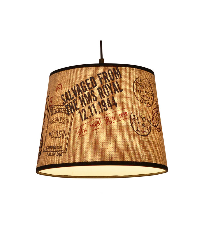 Print Cylindrical Pendant Ceiling Light Brown 1xE27-3