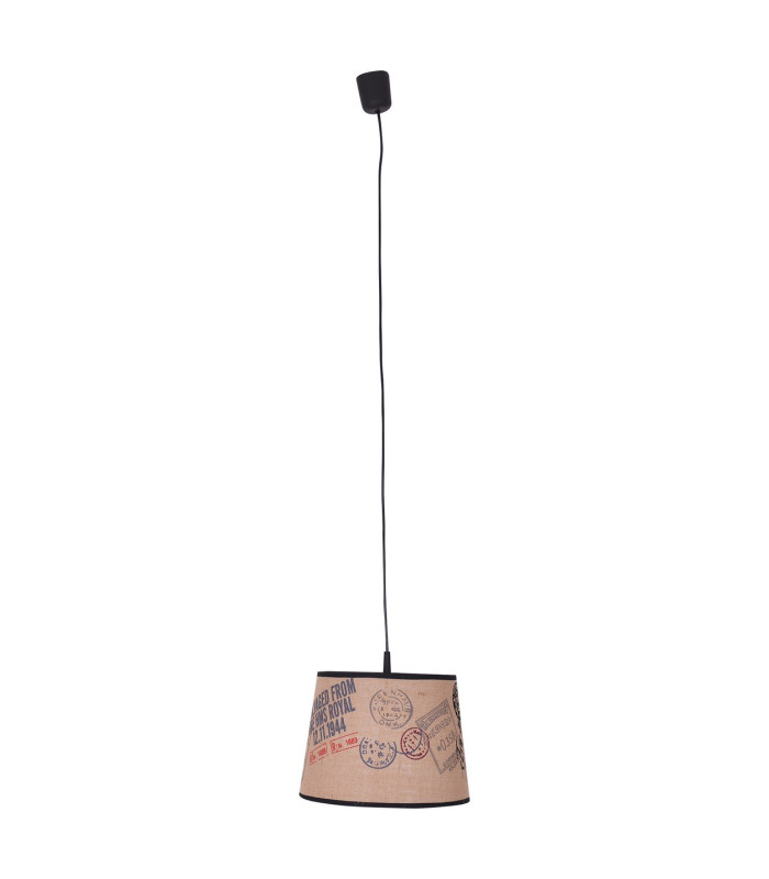 Print Cylindrical Pendant Ceiling Light Brown 1xE27-4