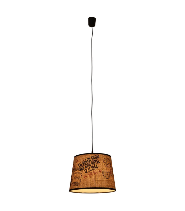 Print Cylindrical Pendant Ceiling Light Brown 1xE27-5