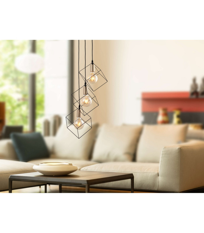 Canto Cluster Pendant Ceiling Light Black 3xE27-3