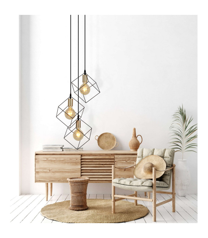 Canto Cluster Pendant Ceiling Light Black 3xE27-4