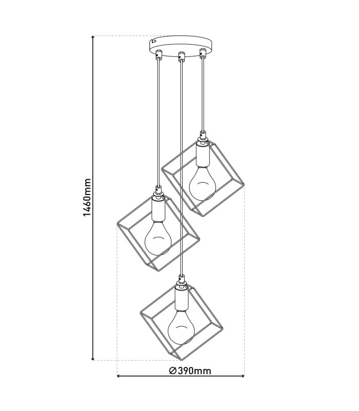 Canto Cluster Pendant Ceiling Light Black 3xE27-5