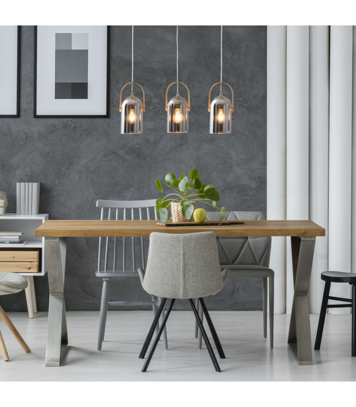 Vidrio Bar Pendant Ceiling Light Silver 3xE27-2