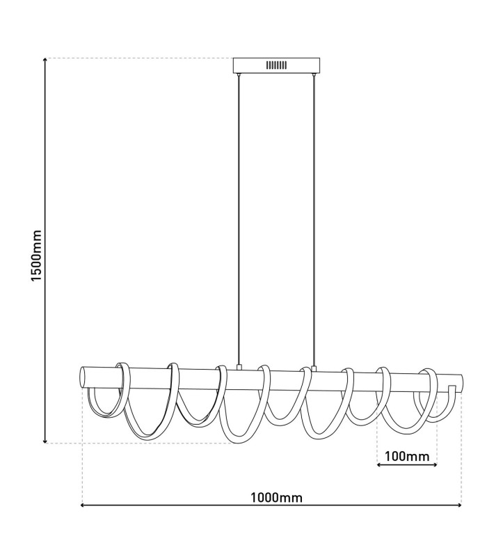 Belleza Dimmable LED Bar Pendant Ceiling Light Black 3200K-6