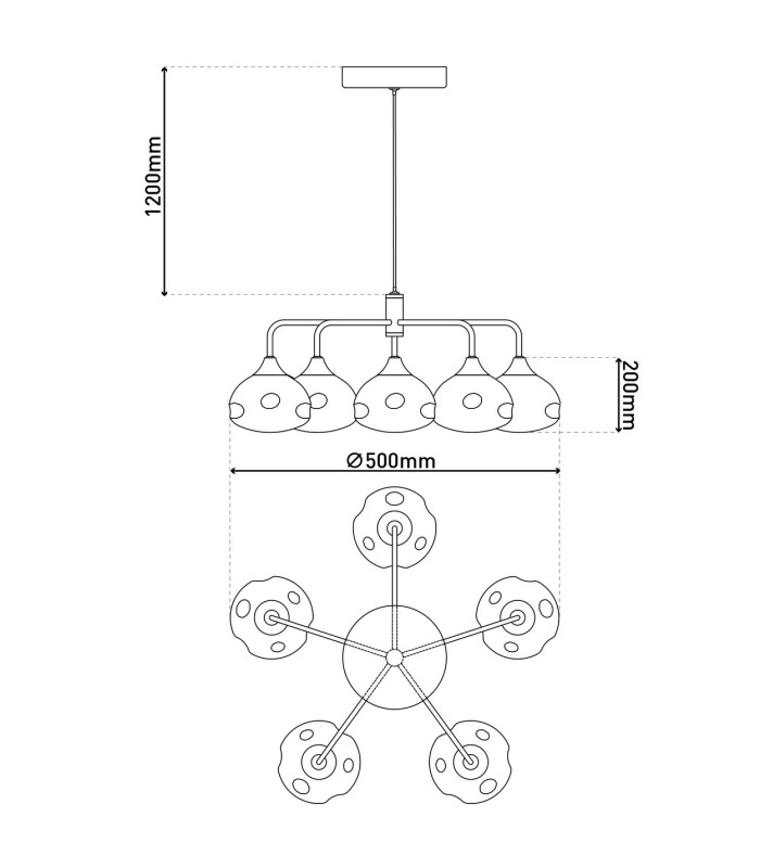 Varna LED Multi Arm Pendant Ceiling Light Brass 2500K-5