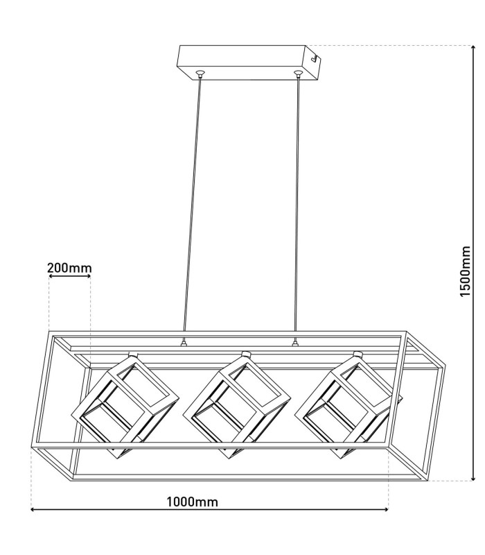Tripolis Dimmable LED Bar Pendant Ceiling Light Black 2800K-4