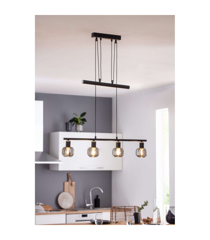 Fumoso Bar Pendant Ceiling Light Black 4xE14-4