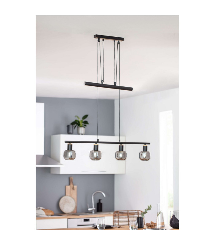Fumoso Bar Pendant Ceiling Light Black 4xE14-5