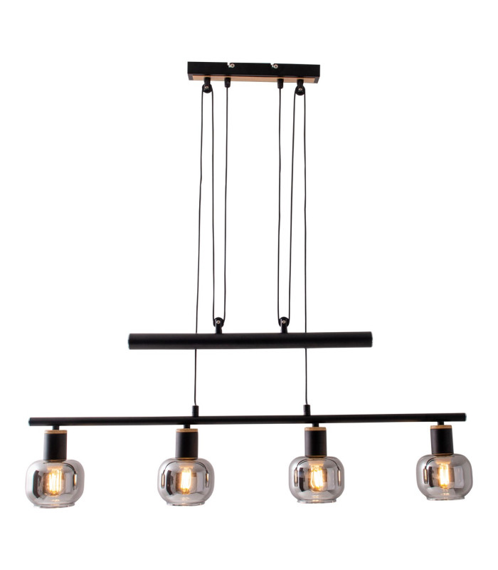 Fumoso Bar Pendant Ceiling Light Black 4xE14-7