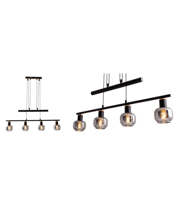 Fumoso Bar Pendant Ceiling Light Black 4xE14-15