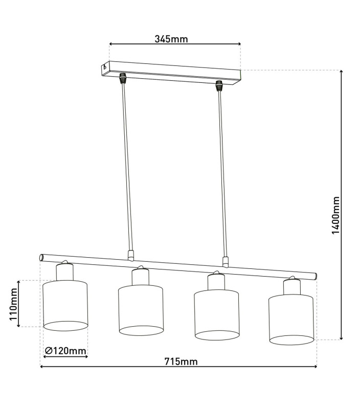 Maron Bar Pendant Ceiling Light Brown 4xE14-4