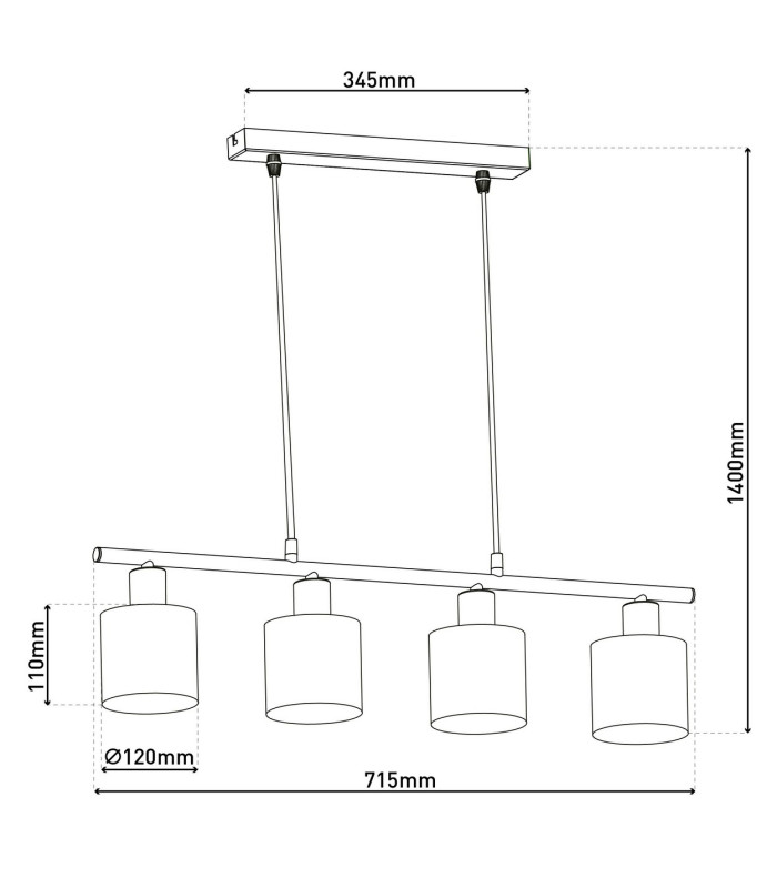 Maron Bar Pendant Ceiling Light Nature 4xE14-6