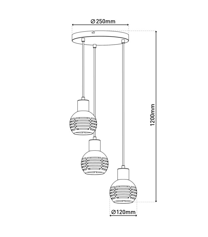 Casco Cluster Pendant Ceiling Light Black 3xE27-3