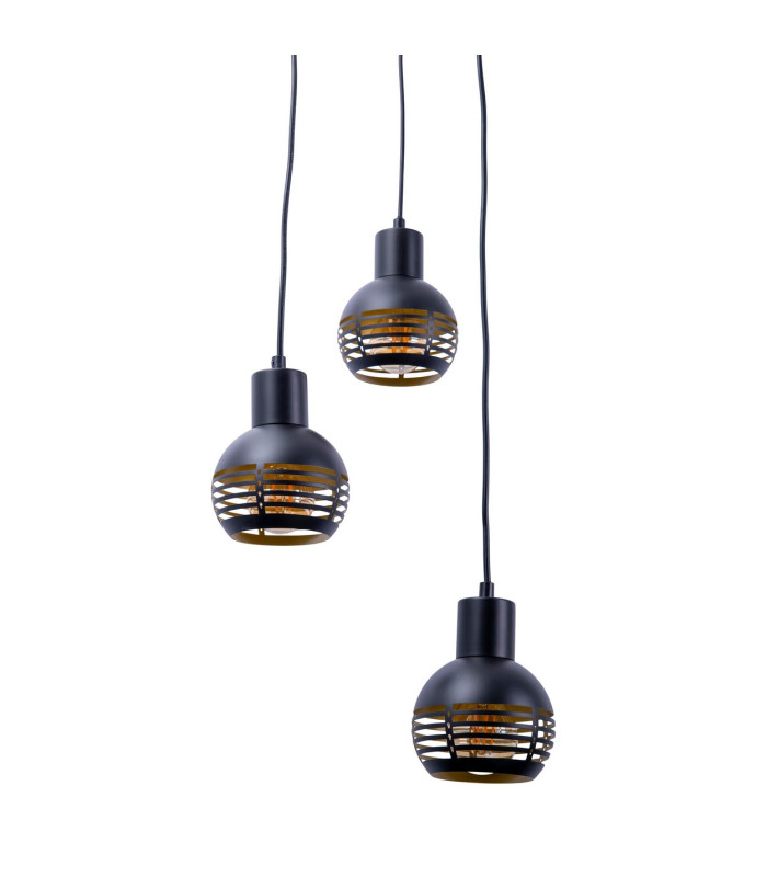 Casco Cluster Pendant Ceiling Light Black 3xE27-7