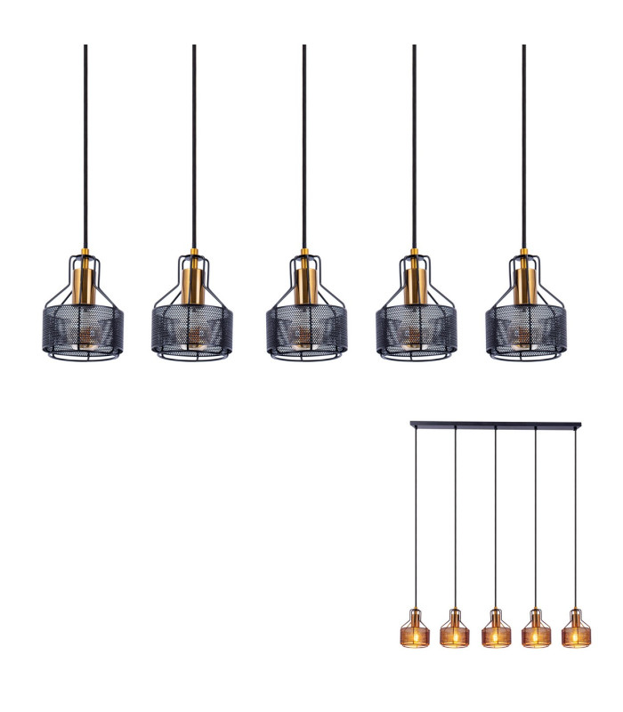 Foro Bar Pendant Ceiling Light Black 5xE27-9