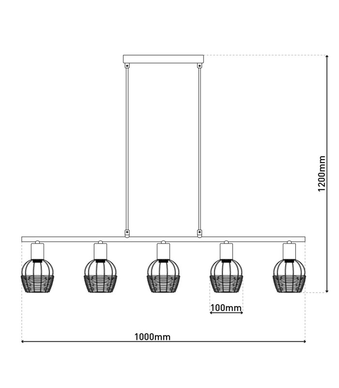 Corbis Bar Pendant Ceiling Light Black 5xE14-4