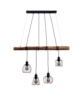Woodland Bar Pendant Ceiling Light Black 4xE27-1