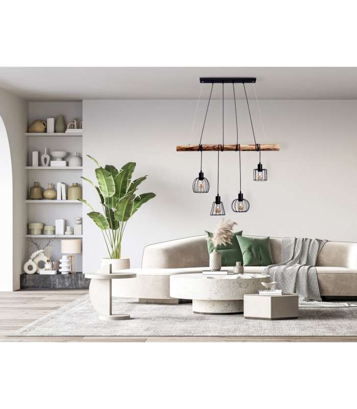 Woodland Bar Pendant Ceiling Light Black 4xE27-3