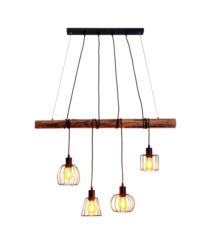 Woodland Bar Pendant Ceiling Light Black 4xE27-5