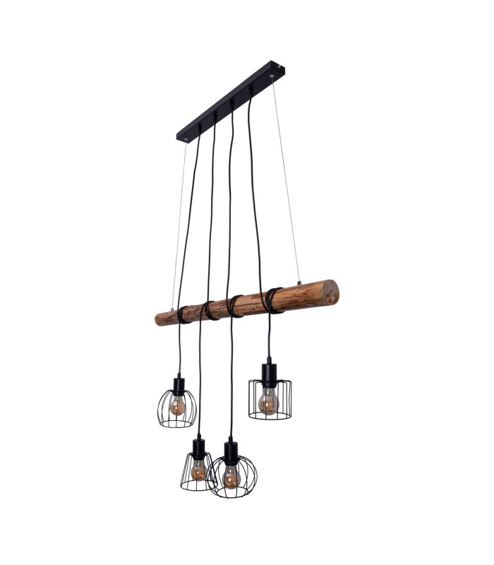 Woodland Bar Pendant Ceiling Light Black 4xE27-6