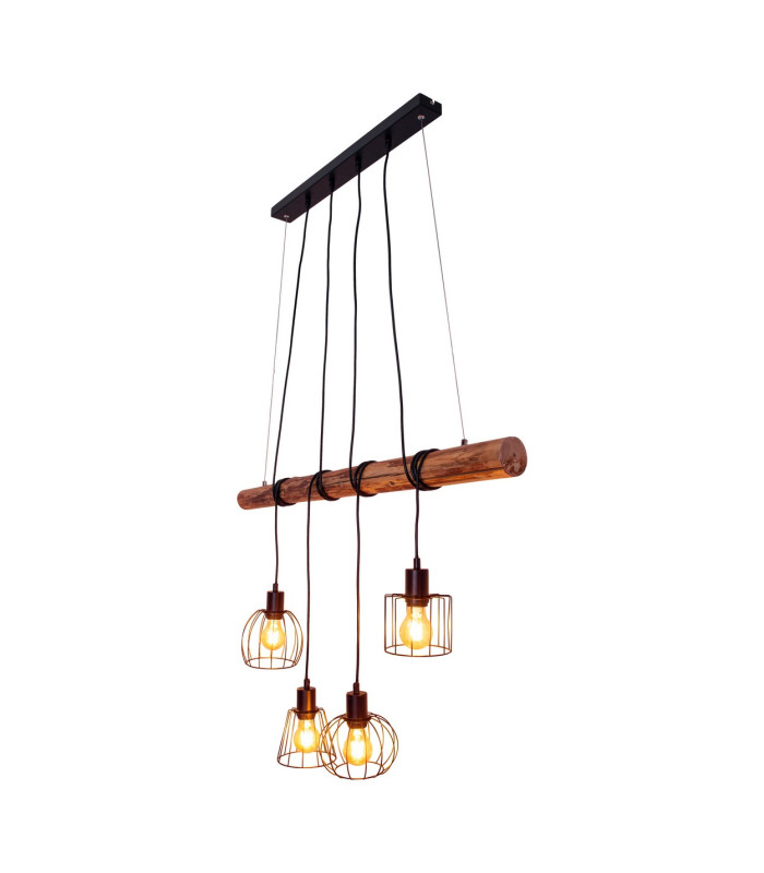 Woodland Bar Pendant Ceiling Light Black 4xE27-7