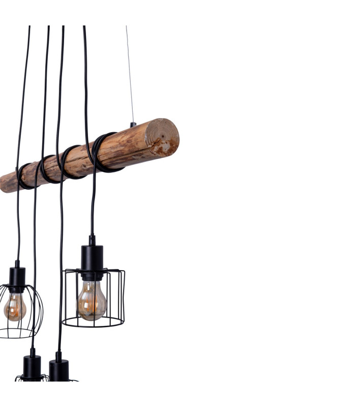 Woodland Bar Pendant Ceiling Light Black 4xE27-8