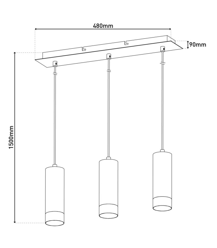 Fridu Bar Pendant Ceiling Light Black 3xGU10-4