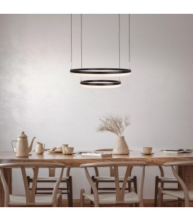 Circulo Dimmable LED Twin Ring Pendant Ceiling Light Black 2900-6000K Remote Control-2