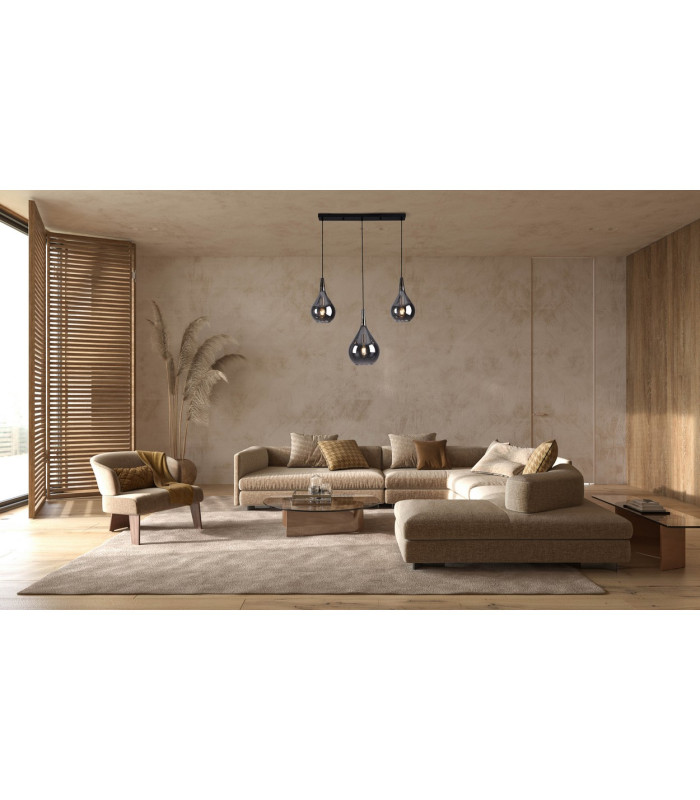 Gota Bar Pendant Ceiling Light Black 3xE27-2
