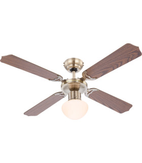 Champion 4 Blade Ceiling Fan Old Brass Opal Glass Shade 1x E27-1