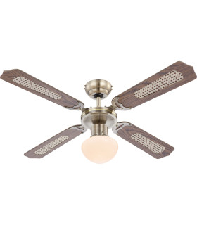 Champion 4 Blade Ceiling Fan Old Brass Opal Glass Shade 1x E27-2