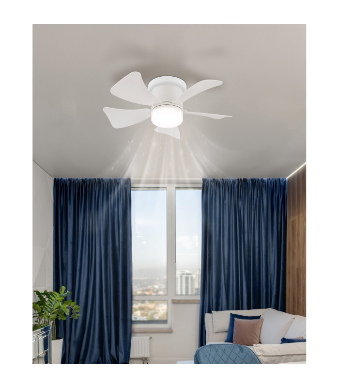 Hines 5 Blade Ceiling Fan White Matt LED Dimmable 3000-6500K Remote Control Timer-6