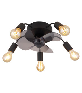 Alisha 3 Blade Ceiling Fan Matt Black 5x E27 Remote Control Timer-1