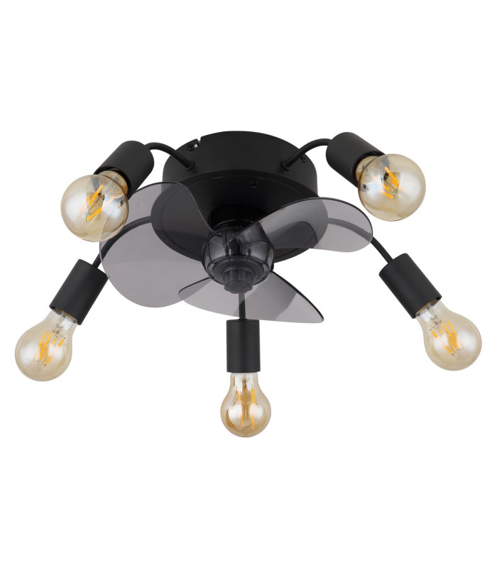 Alisha 3 Blade Ceiling Fan Matt Black 5x E27 Remote Control Timer-2
