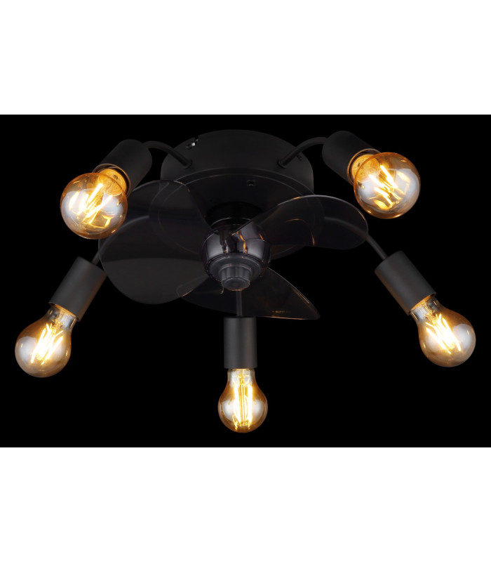 Alisha 3 Blade Ceiling Fan Matt Black 5x E27 Remote Control Timer-3