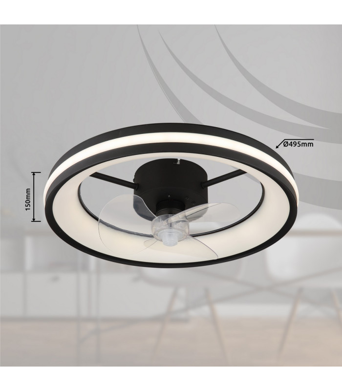 Gatian 3 Blade Ceiling Fan Matt Black LED Dimmable 2700-6500K Remote Control Timer-13