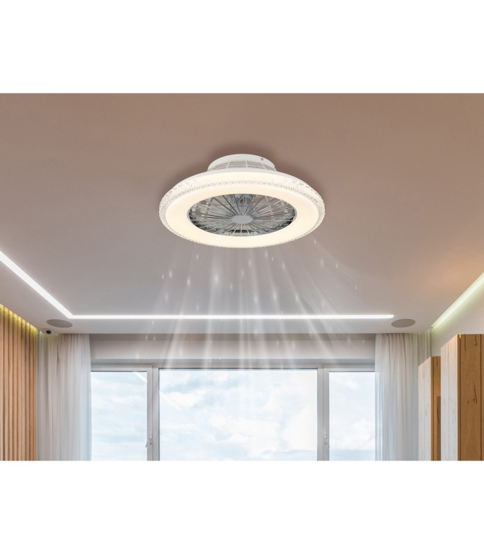 Corusso Ceiling Fan Chrome LED Dimmable 3000-6500K Remote Control Timer-11