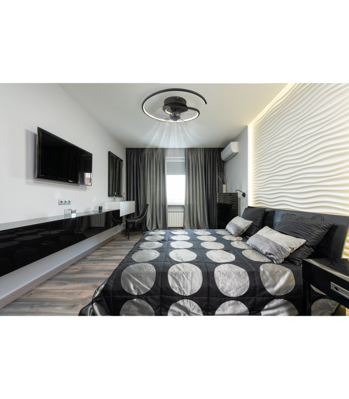 Koren 3 Blade Ceiling Fan Matt Black LED Dimmable 2700-6500K Remote Control Timer-10