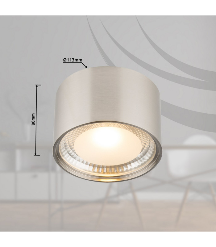 Serena Surface Mounted Downlight Nickel Matt Clear Glass Shade LED 3000K-6