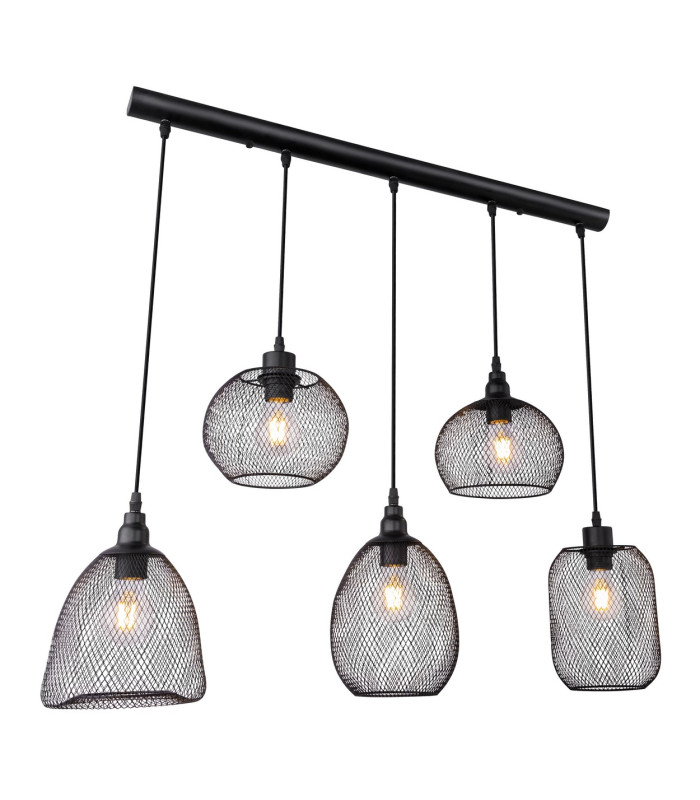 Anya Cluster Pendant Ceiling Light Black 5x E27-1