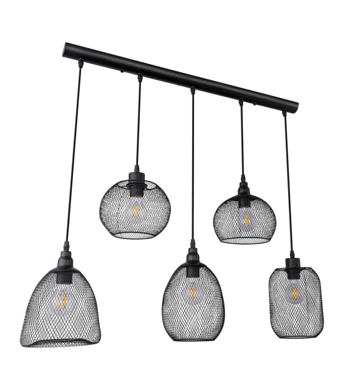Anya Cluster Pendant Ceiling Light Black 5x E27-2