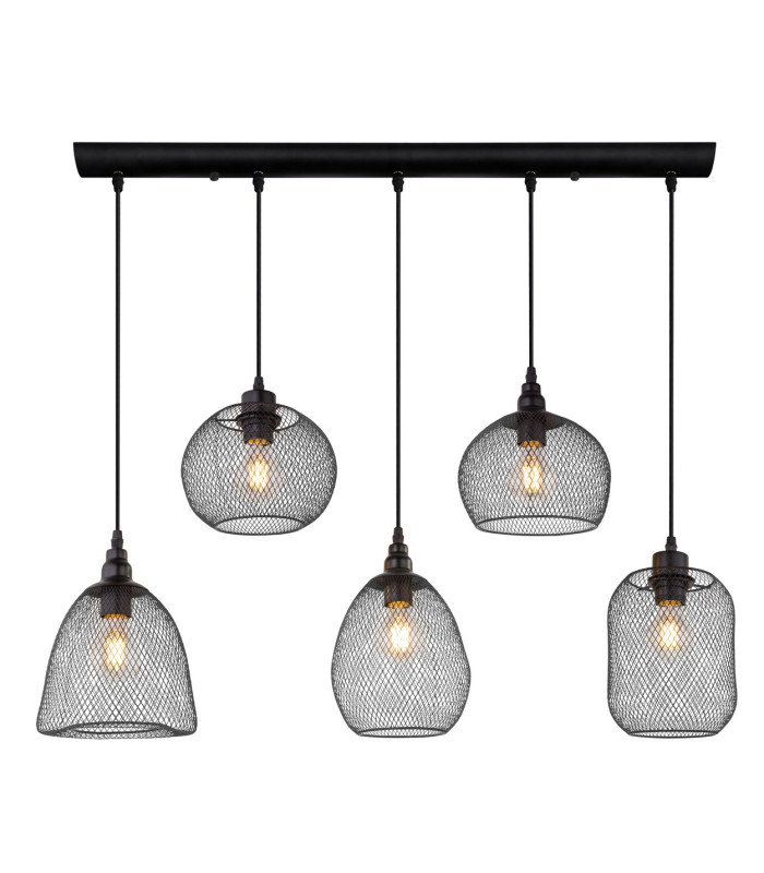 Anya Cluster Pendant Ceiling Light Black 5x E27-3