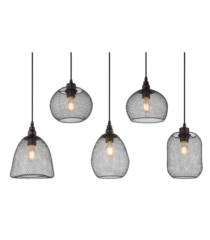 Anya Cluster Pendant Ceiling Light Black 5x E27-4