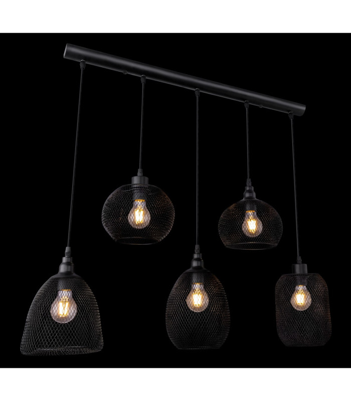 Anya Cluster Pendant Ceiling Light Black 5x E27-5